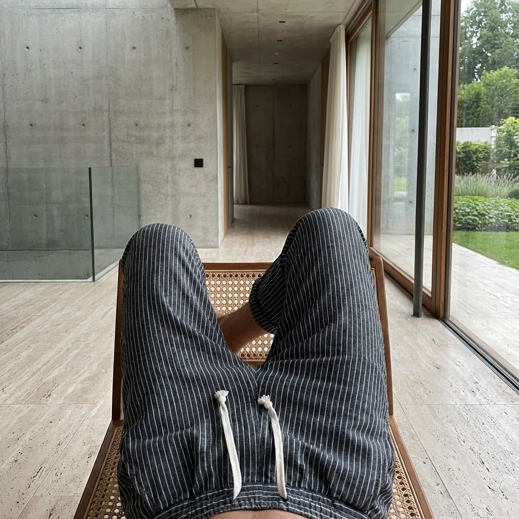 Striped Linen Trousers Men