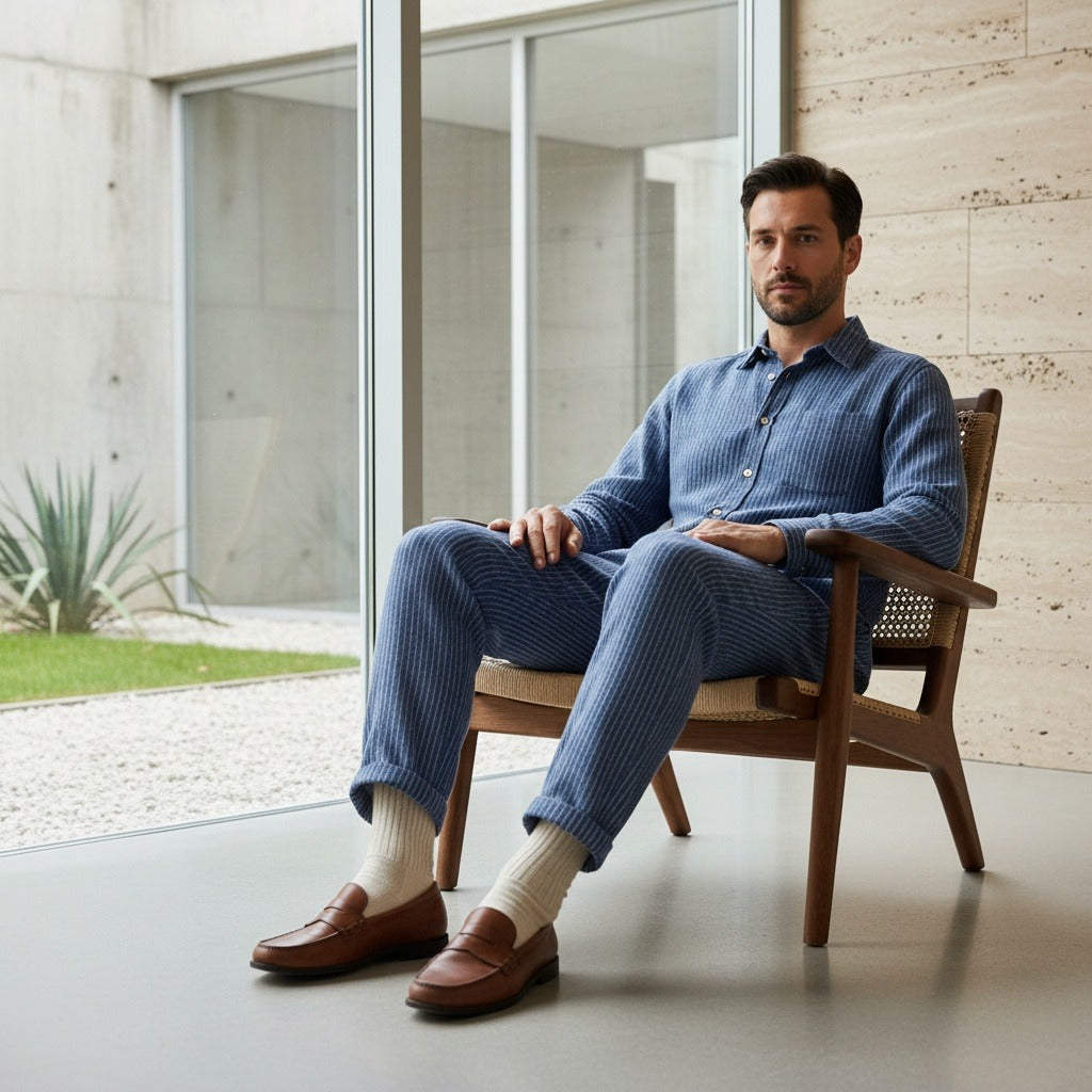 Striped Linen Trousers Men