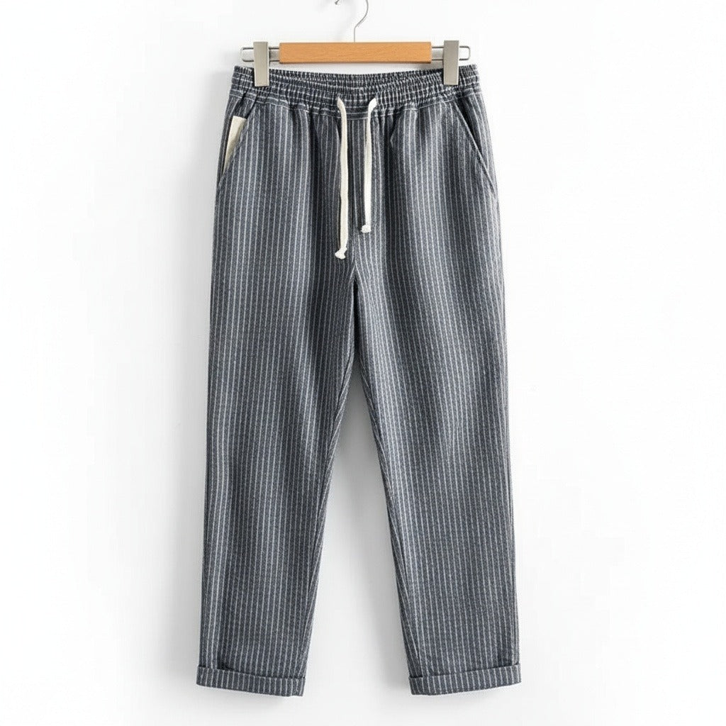 Striped Linen Trousers Men