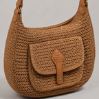 Valentina Bag in Khaki – woven texture and closure detail